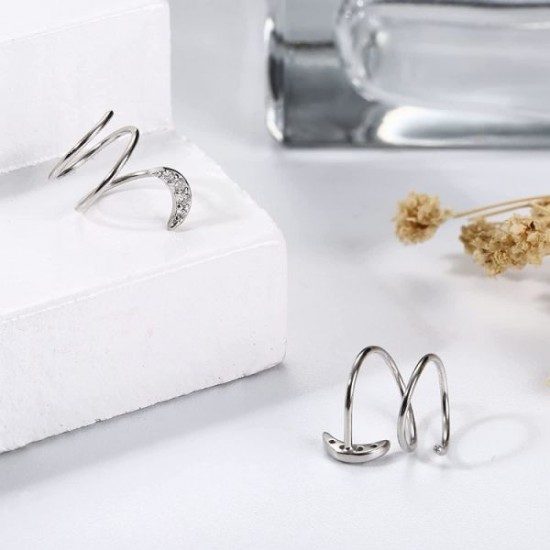 2Pair Twist Crawler Earrings Double Hoop Climber Cuff Earrings For Women Star Moon Butterfly Cartilage Wrap Earrings Heart CZ Minimalist Piercing Earring Hypoallergenic 2Pair Twist Crawler Earrings Double Hoop Climber Cuff Earrings For Women Star Moon Butterfly Cartilage Wrap Earrings Heart CZ Minimalist Piercing Earring Hypoallergenic